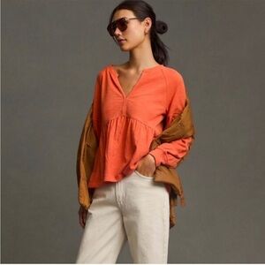Pilcro long sleeve top - tangerine